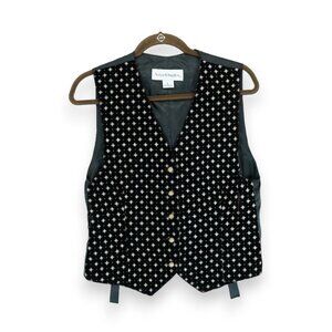 Vintage Norton McNaughton Womens Velvet Vest Size‎ 8 Black Gold Y2K